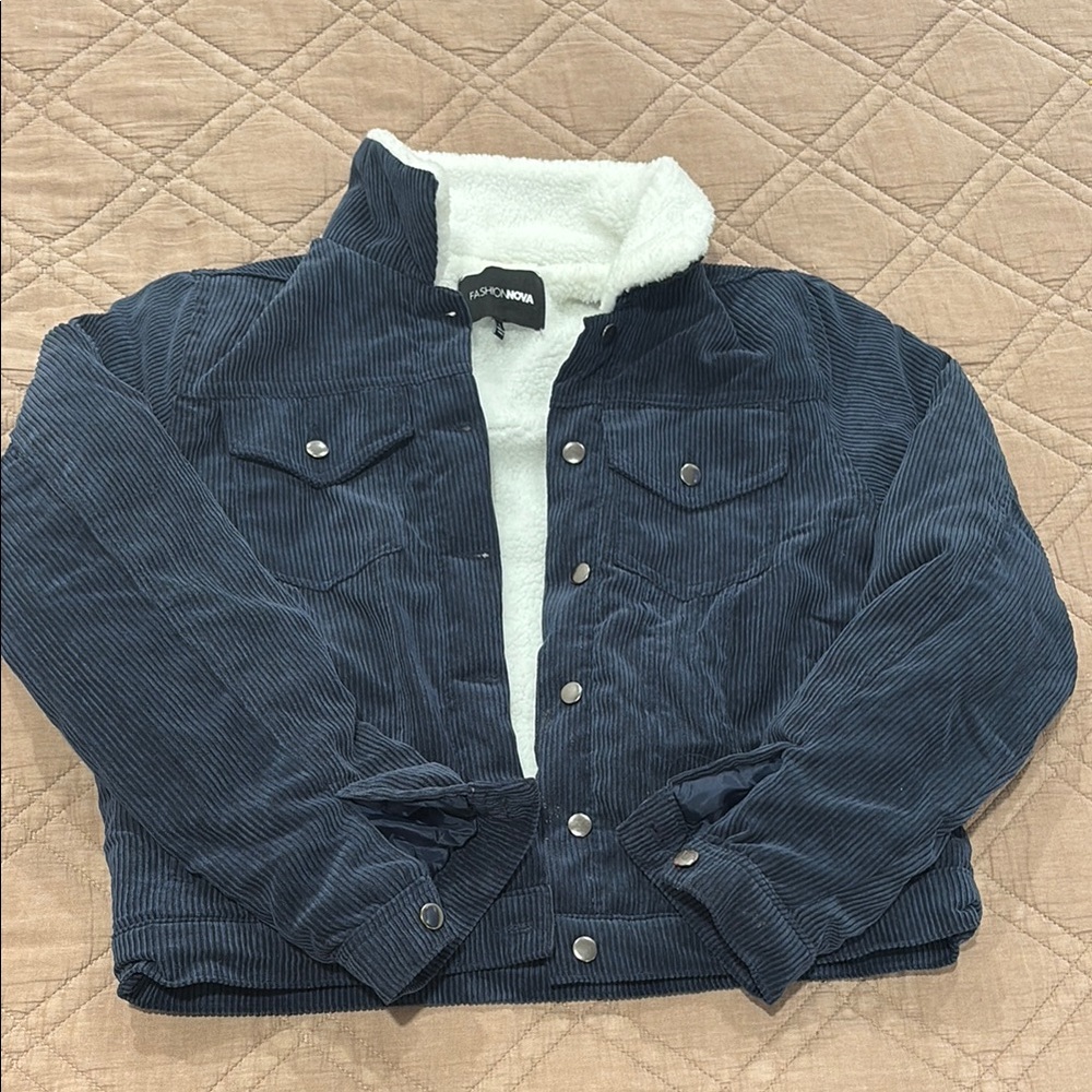 blue fashion nova fleece jacket